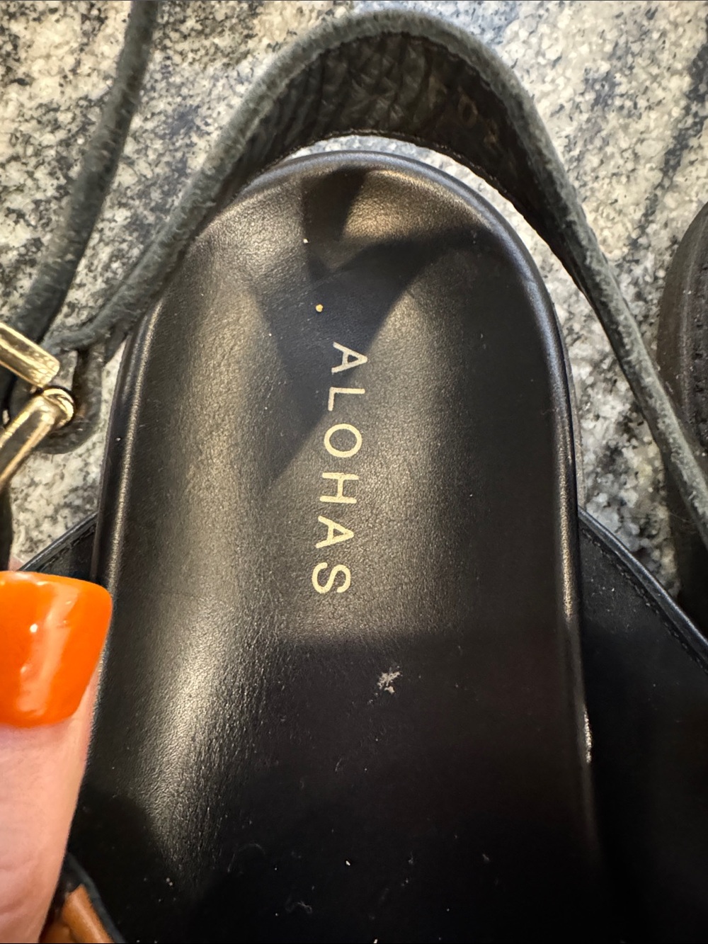 ALOHAS Black and Tan Woven Leather Slingback Sandals - Picture 3 of 13